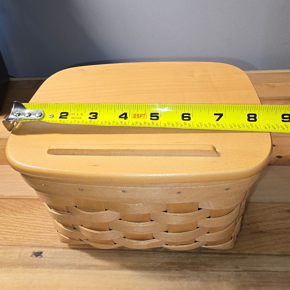 Longaberger Handwoven Wood Basket Recipe Holder Lid and Liner 2001 Dresden Ohio - Picture 10 of 12